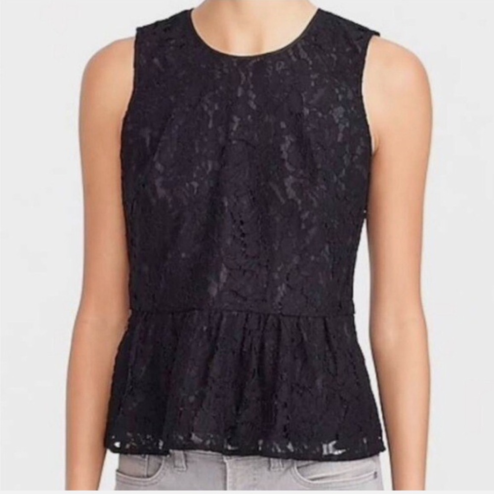 NWT J. Crew Black Lace Peplum Tank Top
